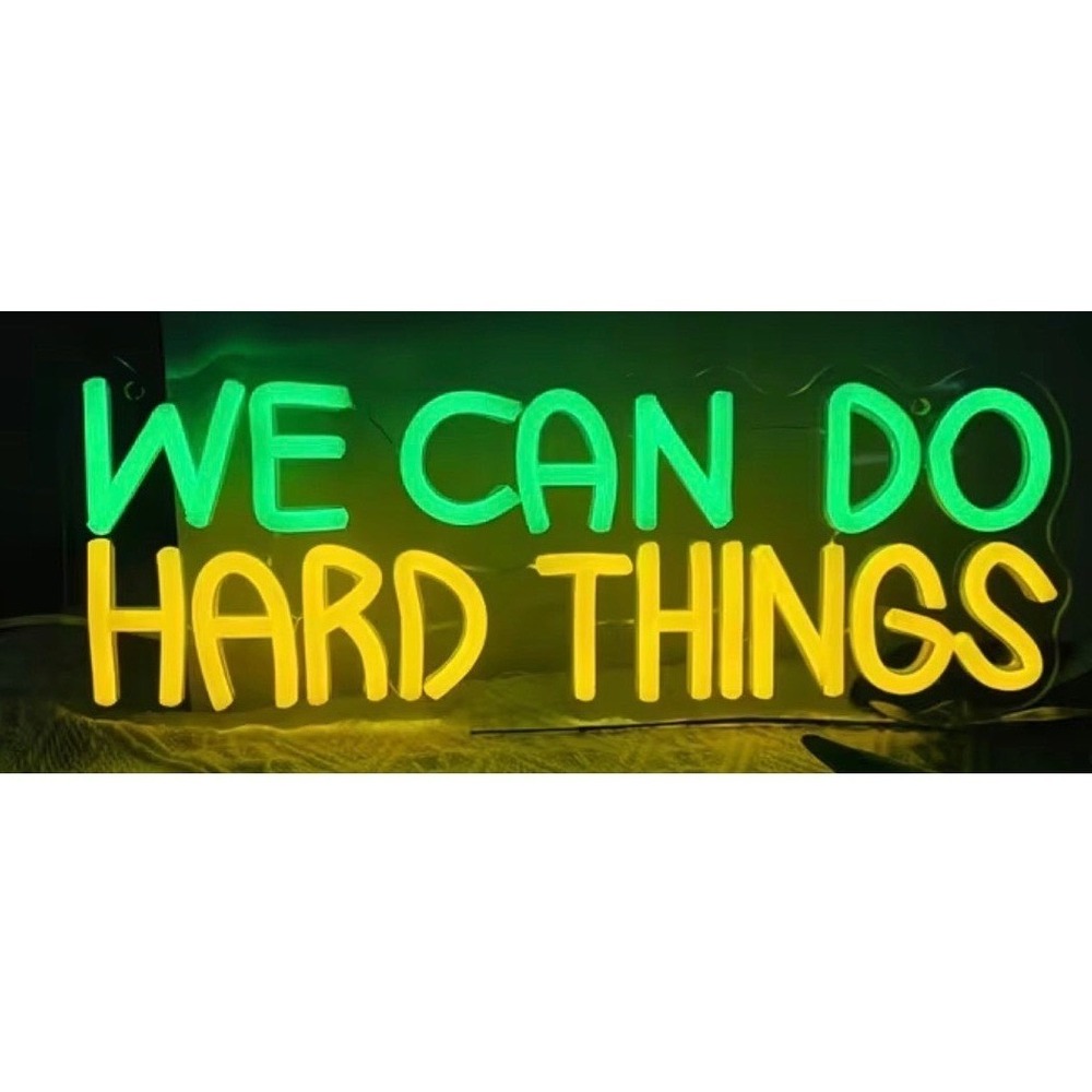 We‎ Can Do Hard Things Neon Sign LED Light Wall Decor USB Power Yellow Green NEW